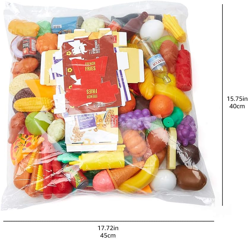 Amazon Basics Pretend Play Food Toy Set for Kids Ages 3 and Up, 150 Pieces, Multicolor