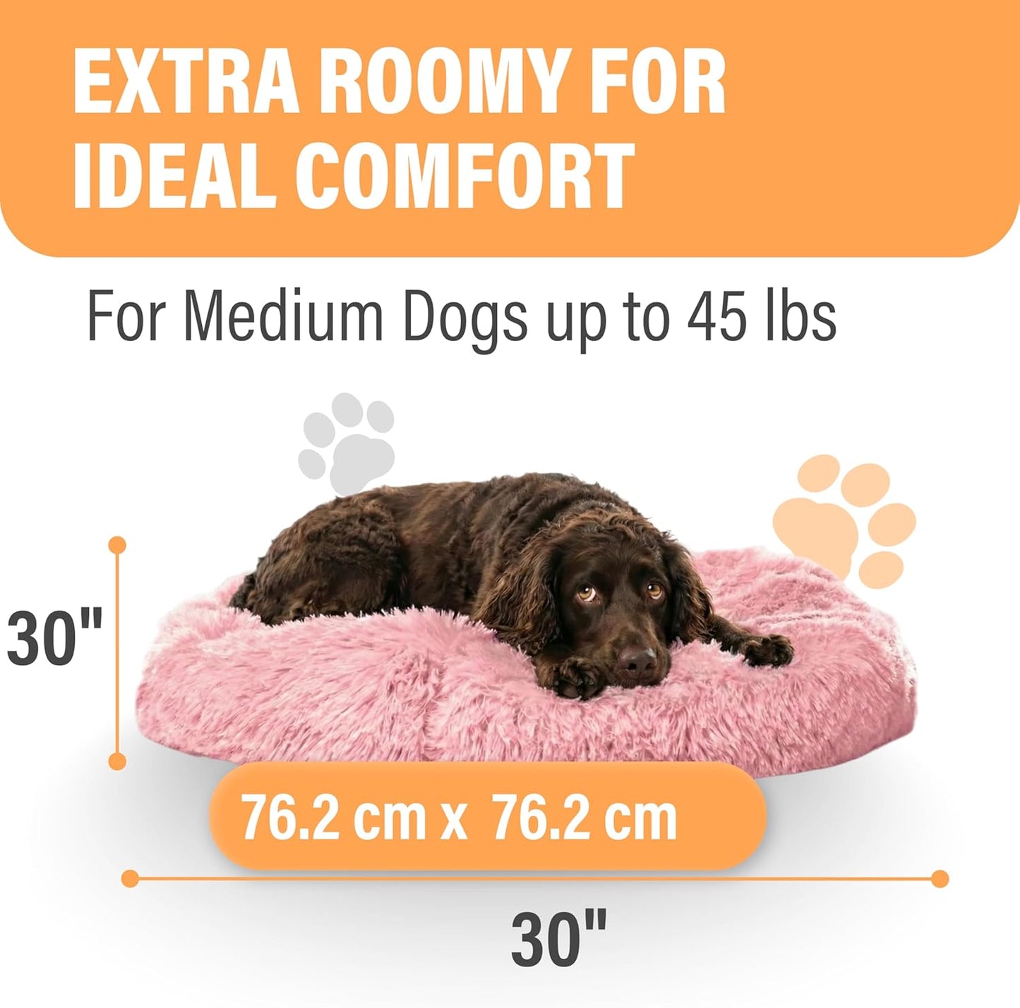 Active Pets Medium Pink Dog Bed for up to 45 lbs, Calming Orthopedic Pet Bedding for Anxiety Relief, Joint Support & Comfort, Washable Dog Furniture