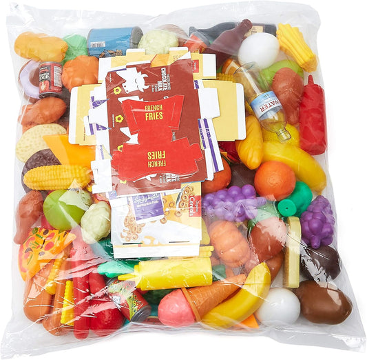 Amazon Basics Pretend Play Food Toy Set for Kids Ages 3 and Up, 150 Pieces, Multicolor