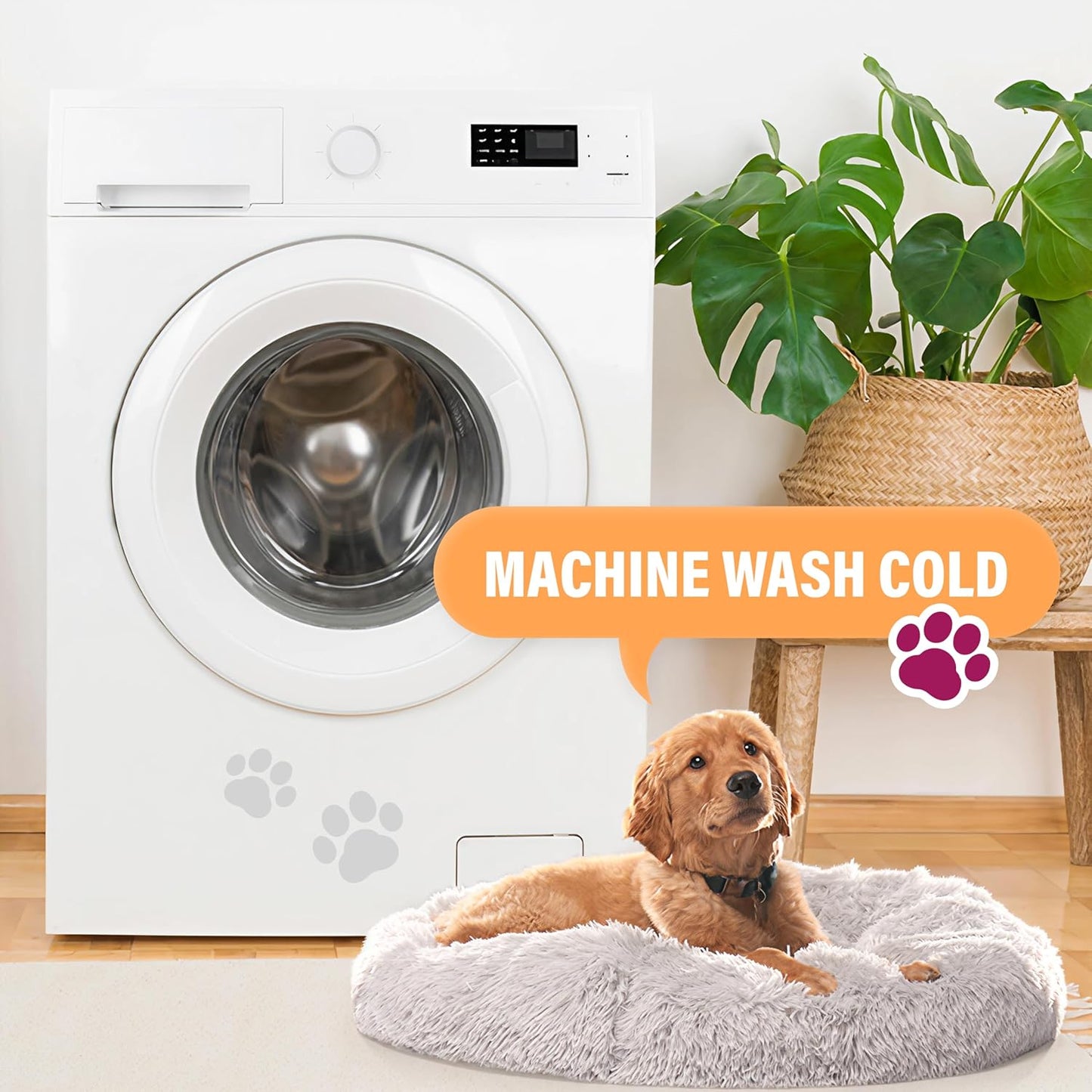 Active Pets Medium Pink Dog Bed for up to 45 lbs, Calming Orthopedic Pet Bedding for Anxiety Relief, Joint Support & Comfort, Washable Dog Furniture